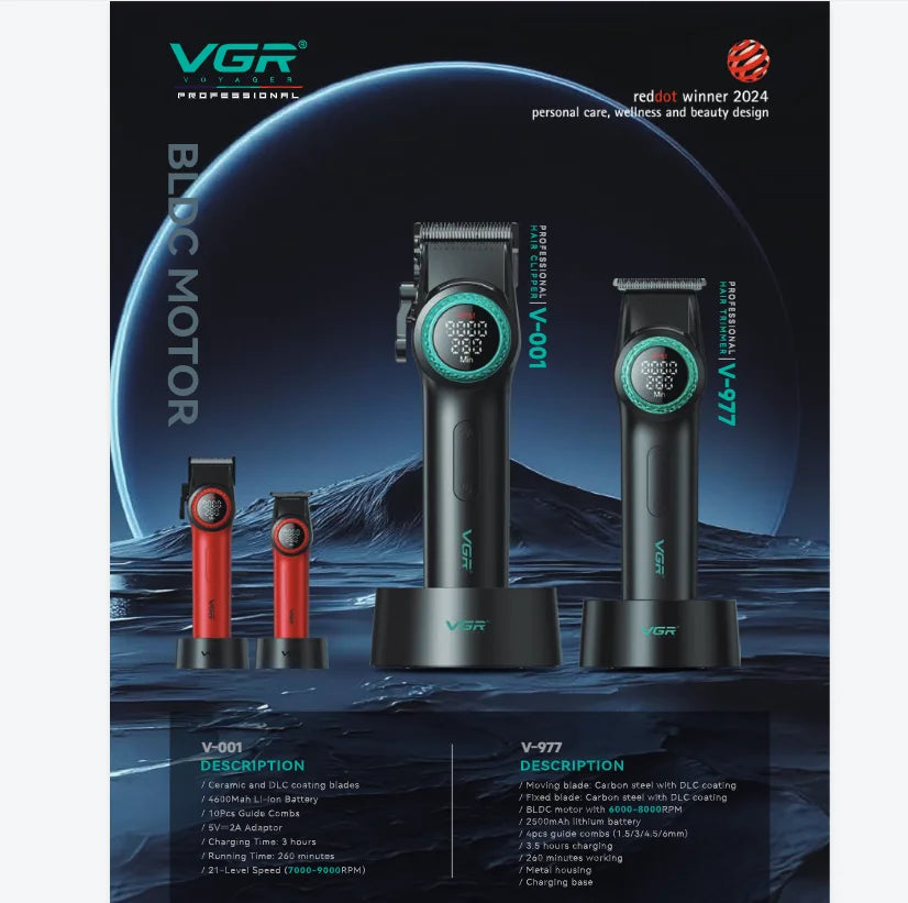 Présentation des tondeuses VGR V-001 et V-977 en plusieurs coloris