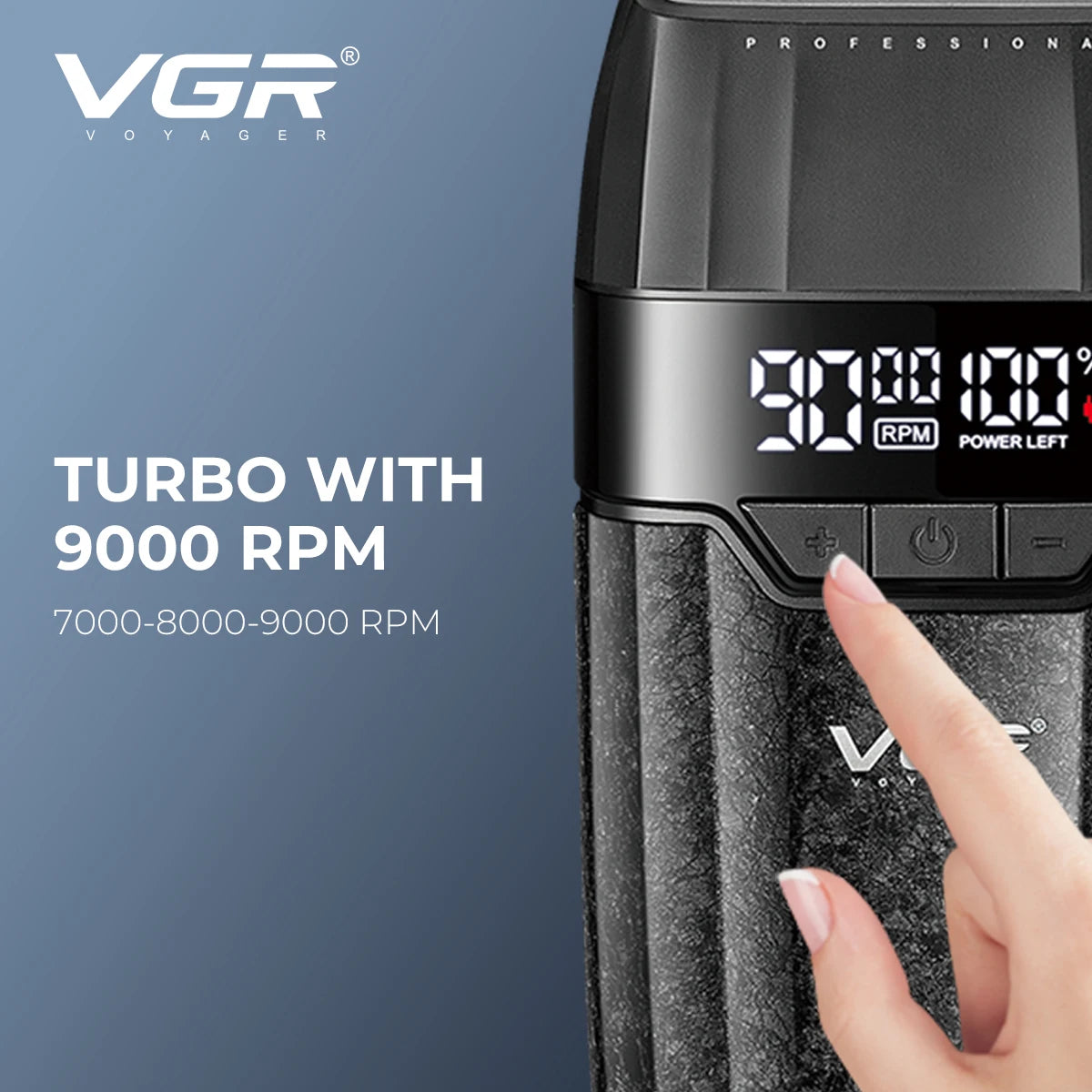 Écran LED de la tondeuse VGR V-640 S3 et commandes du moteur turbo